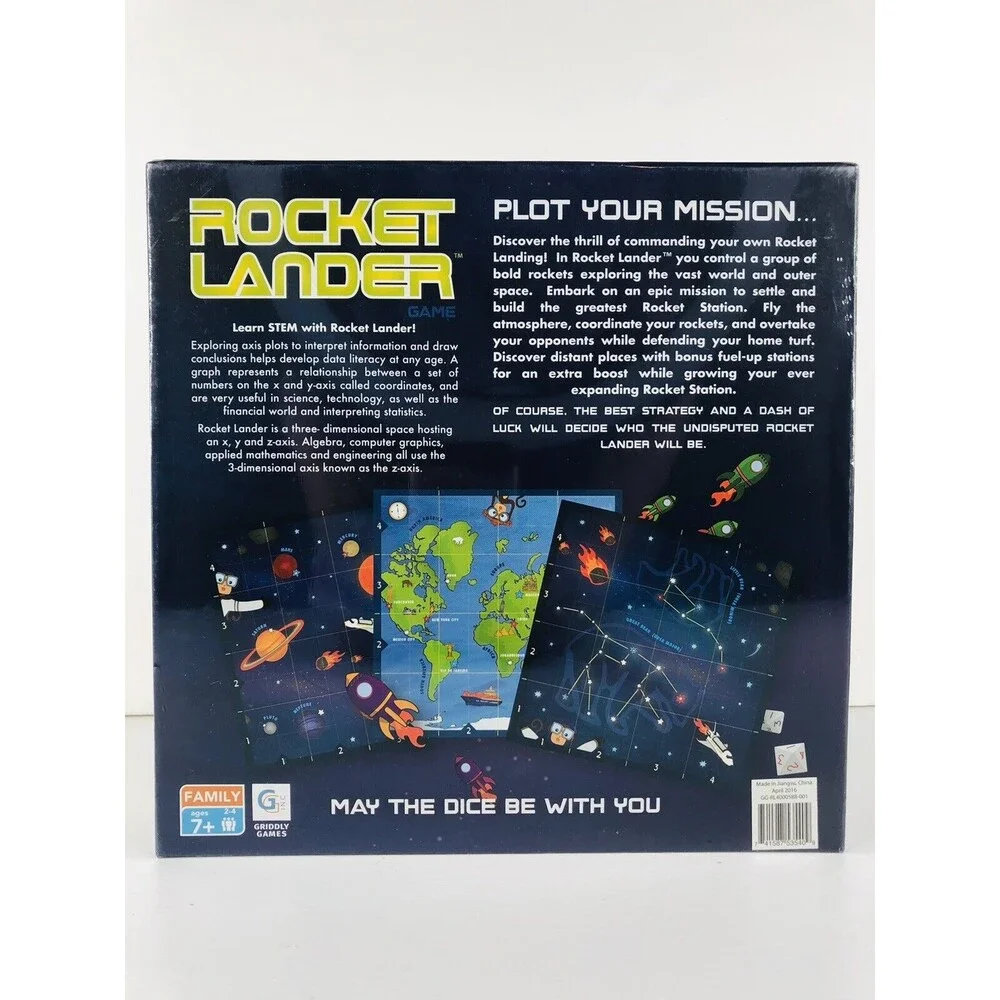 Griddly Games Rocket Lander Game - Plot Your Mission-Ages 7+ | 2-4 players